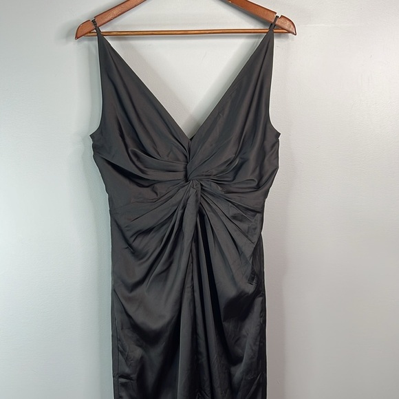 Abercrombie & Fitch NWT Draped Twist-Front Satin Maxi Dress Black Evening M Tall - Picture 4 of 14